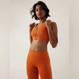 Athleta | Orange Ultimate Zip Front Bra - Size XS